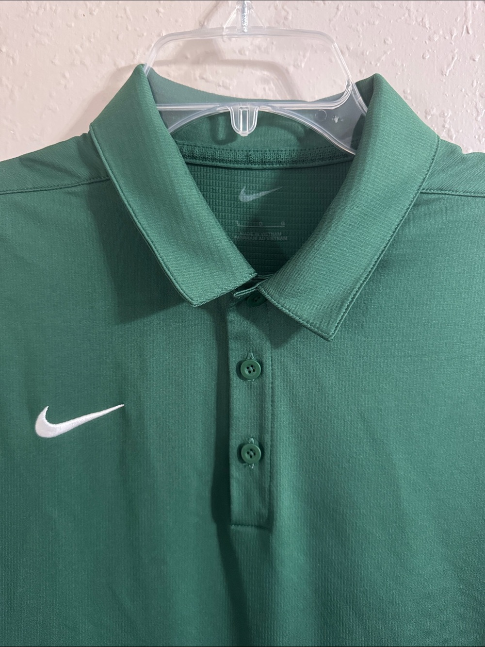 Nike Men's Dark Green Polo with White Swoosh - Picture 2 of 8